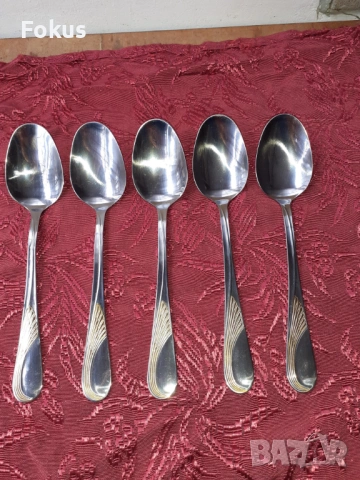 Луксозни прибори лъжици Edelstahl Rostfrei - 5 бр. нови, снимка 2 - Антикварни и старинни предмети - 53738237