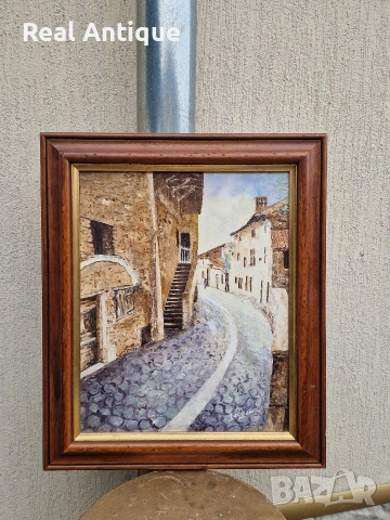 Превъзходна антикварна авторска майсторска картина масло върху платно 