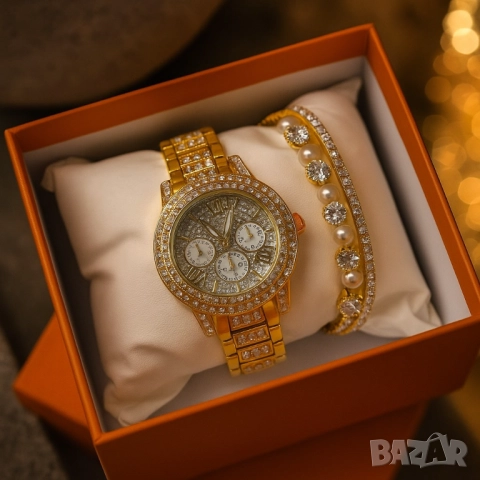 Дамски часовник с гривни – готово решение за ефектен подарък