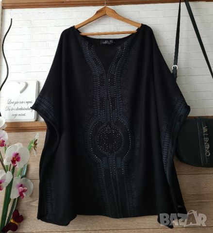 Черна блуза тип прилеп ръкав , снимка 1 - Блузи с дълъг ръкав и пуловери - 45626167
