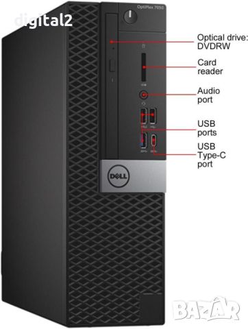 Dell OptiPlex 7050 SF, Intel i7-7700, 8GB, 256SSD, + 1TB HDD, 24м Гаранция, снимка 5 - Работни компютри - 46680634