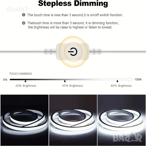 1 метър 5V USB Неонова Водоустойчива LED лента 6000К, снимка 4 - Лед осветление - 51025378