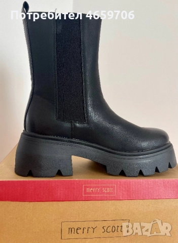 Дамски черни боти с масивна подметка , снимка 3 - Дамски боти - 52524715
