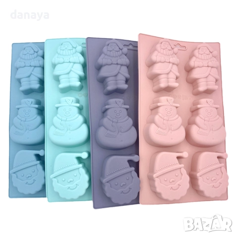 6255 Коледна силиконова форма за мъфини с Дядо Коледа и Снежко, снимка 3 - Форми - 52177772