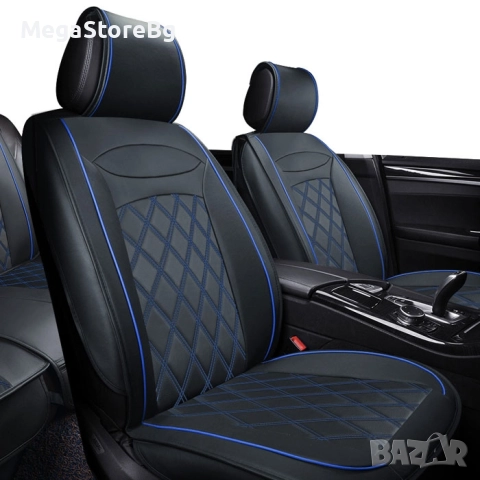 Кожена Тапицерия за МПС 1158 - 5 части Черно/Синьо, снимка 2 - Аксесоари и консумативи - 51970929