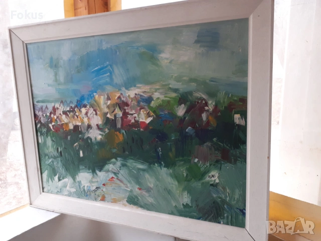 ГОЛЯМА СТАРА МАЙСТОРСКА КАРТИНА МАСЛО НА ПЛАТНО АБСТРАКЦИЯ, снимка 4 - Антикварни и старинни предмети - 53508005