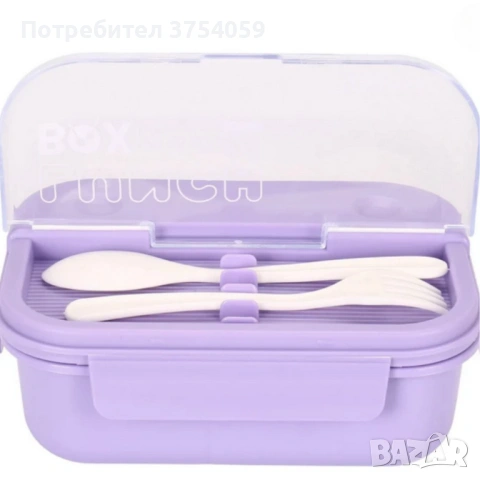 Кутия за обяд Cheffinger с 3 отделения, вилица и лъжица – компактна кутия за храна, снимка 5 - Кутии за храна - 53174597