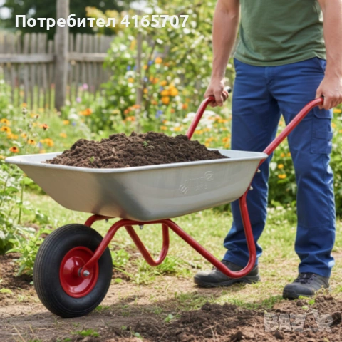 Градинска количка с товаропоносимост 100 кг - голям капацитет и стабилна основа, снимка 5 - Градински инструменти - 53818359