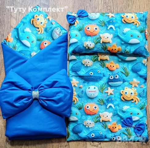 Комплект от памучно портбебе ( одеяло, чувалче),подложка с възглавница, снимка 13 - Спално бельо и завивки - 37954287