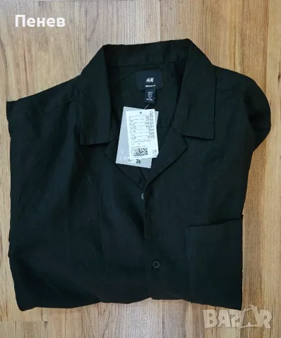 Мъжка риза с къс ръкав H&M черна, снимка 3 - Ризи - 49895786