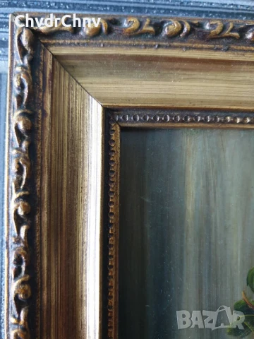 24x19см/3бр малки стари картини масло върху метал-медно фолио/дървена рамка, снимка 8 - Картини - 51020043