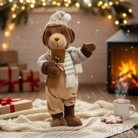 Плюшено мече с празничен тоалет – стилна декорация за дом, офис и подарък, снимка 4 - Други стоки за дома - 52134250