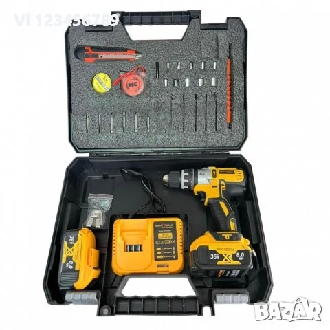 Акумулаторен Винтоверт KRAFTWORLD 36V + 111 части, снимка 2 - Винтоверти - 53815803