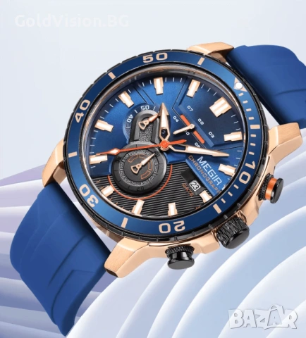 MEGIR 2224 Blue – мъжки хронограф с модерен дизайн, снимка 3 - Мъжки - 54247795
