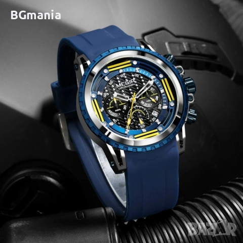 Мъжки часовник Megir 2143с1 синя силиконова каишка