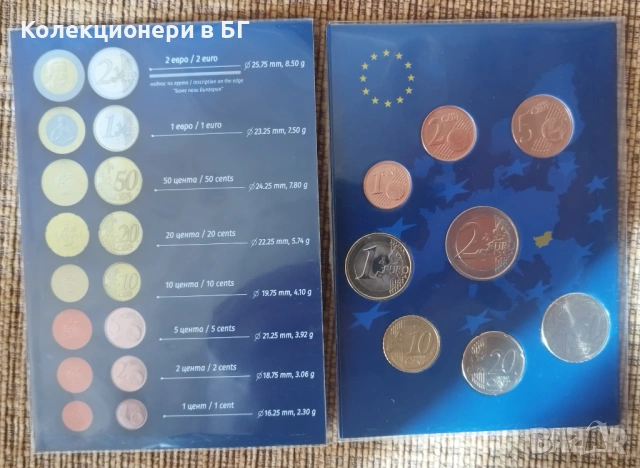 СЕТ С ОСЕМ ЕВРОМОНЕТИ ОТ БЪЛГАРИЯ /виж описанието/, снимка 3 - Нумизматика и бонистика - 53875472