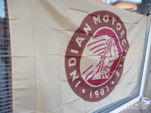 Знаме Indian Motorcycle 1901 Индиан мотоциклети рокерски готини направени мощни рокери волни група , снимка 2 - Декорация за дома - 51191126