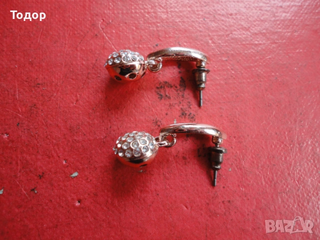 Позлатени обеци обици с камъни 3, снимка 3 - Обеци - 54088816