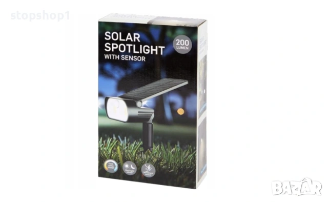 Нова соларна LED градинска лампа Spotlight 200 lm със сензор IP65