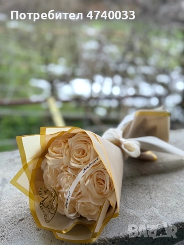 Вечен букет от сатенени рози на специална цена, снимка 3 - Изкуствени цветя - 53699077