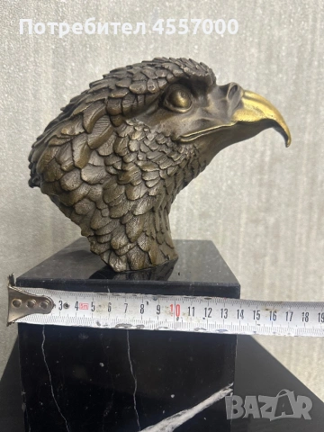 Луксозна бронзова скулптура на Орел върху черен мрамор – 27 см, снимка 4 - Антикварни и старинни предмети - 53088806