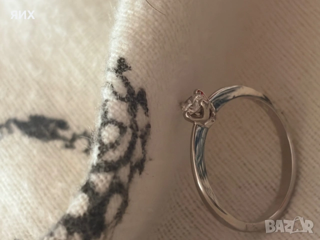 Златен пръстен 18к от бяло злато, снимка 2 - Пръстени - 53898066