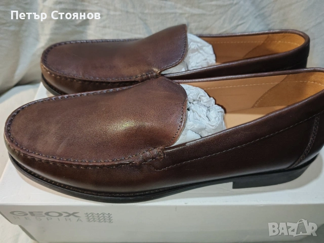 Удобни мъжки мокасини от естествена кожа Geox Respira №44, снимка 3 - Мокасини - 54215851