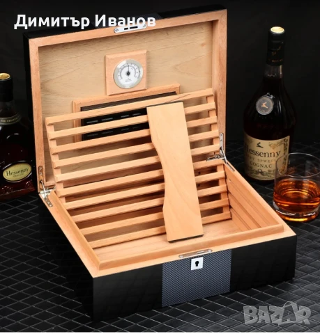 Galiner кедров хумидор със овлажнител и хидрометър за 30-50 пури, снимка 4 - Други - 50992266