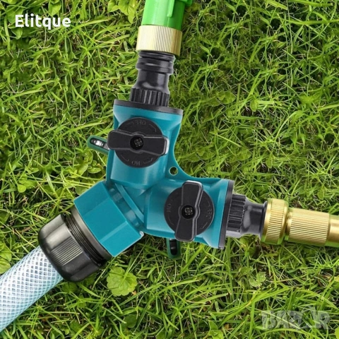 Троен разклонител, редукция, 2-пътни, 1/2" 3/4" градински маркуч, вентили