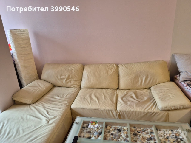 Стилен диван естествена кожа