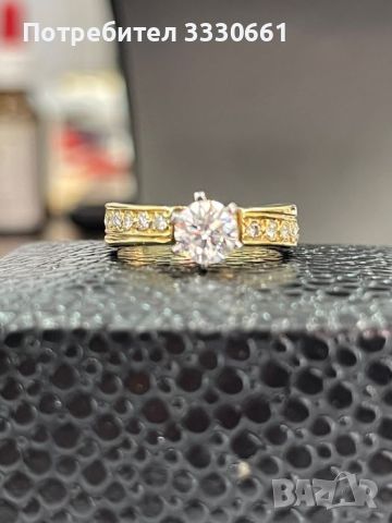 Годежен пръстен от жълто злато и брилянти, снимка 1 - Пръстени - 45826519