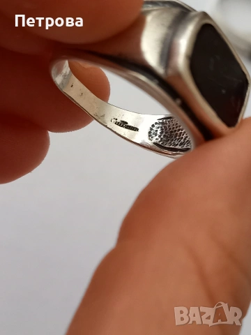 Три сребърни мъжки пръстена с черен камък, снимка 7 - Пръстени - 53887608