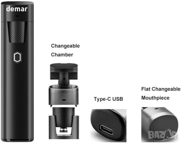 Вейп Dabtok Dab Vaporizer, 3 степени, кварцова стъклена камера, магнитен мундщук (без никотин), снимка 2 - Вейп без пълнители - 51243096