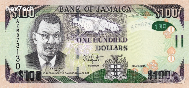 ❤️ ⭐ Ямайка 2014 100 долара UNC нова ⭐ ❤️, снимка 2 - Нумизматика и бонистика - 53763246