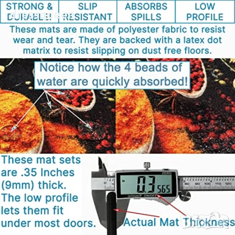 4584 Практичен Комплект Килимчета за Кухня: 40x120см и 40x60см, Противоплъзгаща Основа , снимка 2 - Други стоки за дома - 53815438