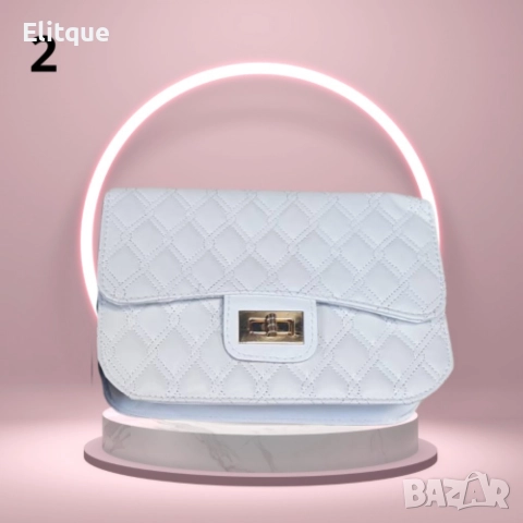 Капитонирана модна чанта с дълга дръжка в златисти цвят, снимка 8 - Чанти - 52895679