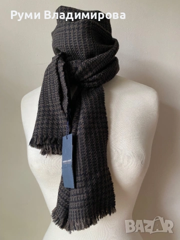 Мъжки, кариран шал Mario Conti от 100 % вълна, с етикет