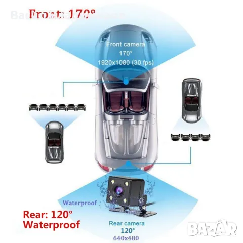 CT503 FULL HD DVR Видеорегистратор с две камери, снимка 3 - Комплекти за видеонаблюдение - 50384504