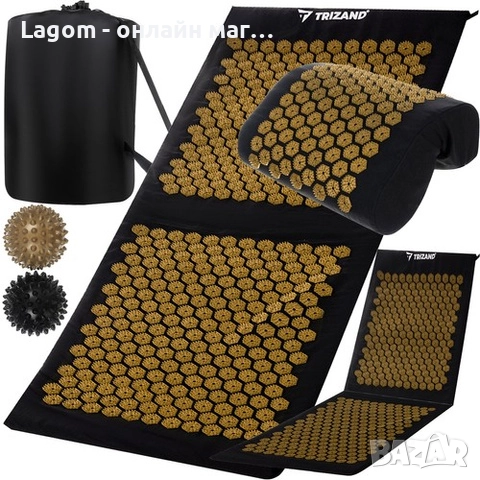 Акупресурно килимче с възглавница и 2 масажни топки и калъф Trizand, Матрак и възглавница