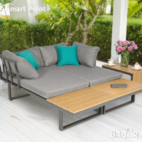 Градински комплект KANZA - модулен ъглов диван от алуминий с удобни възглавници и маса, снимка 2 - Градински мебели, декорация  - 53431964