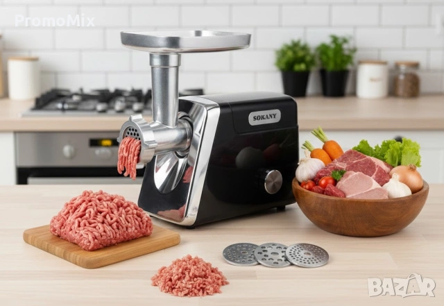 Електрическа месомелачка Sokany SK-06044 2800W наденици и колбаси, снимка 2 - Месомелачки - 53467255