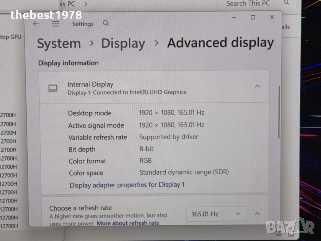 Alienware M15 R7`i7-12700H/RTX 3080Ti-16GB/512GB SSD/16GB DDR5/165Hz, снимка 9 - Лаптопи за игри - 53609034