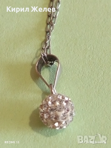 Нежен сребърен синджир с висулка циркон подходящ за ежедневието 52439, снимка 2 - Колиета, медальони, синджири - 52833980