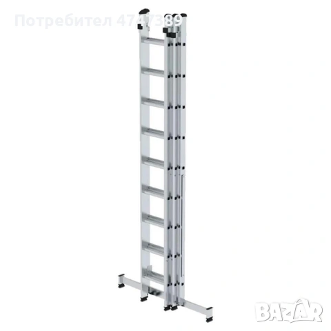 Алуминиева стълба трираменна комбинирана ROTOR KME309, 243 / 432 / 648 cm, снимка 3 - Винтоверти - 53616406