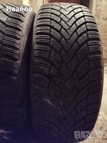 Продавам 2 броя зимни гуми 205.55.16 на 1 сезон дот 2019 Контентал , снимка 2 - Гуми и джанти - 53314965