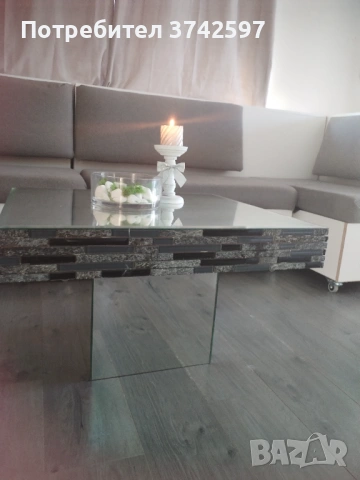 Холна маса 67/75 см – огледална с мозайка, ръчна изработка, уникат, снимка 6 - Маси - 53844883