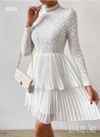 Бяла рокля, Бяла рокля дантела, Рокля дантела, Елегантна бяла рокля, Лятна бяла рокля, снимка 1 - Рокли - 45996413