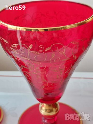 Чехско стъкло-чаши и поднос, снимка 10 - Вази - 45254111