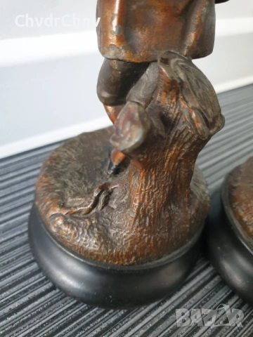 чифт2бр/23см-3кг ЦAM статуетки/стари френски скулптури/фигури на селяни-музиканти, снимка 8 - Статуетки - 53481037