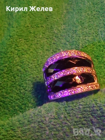 СТАР ШИКОЗЕН СТИЛЕН СРЕБЪРЕН ПРЪСТЕН СРЕБРО 925 с ФАСЕТИРАН ОБСИДИАН и ИСКРЯЩИ ЦИРКОНИ 49309, снимка 17 - Пръстени - 49294846